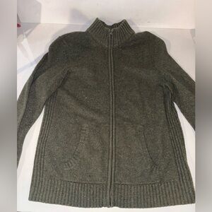 Mens or Unisex Distillery Apparel Olive Green Zip-Up Sweater